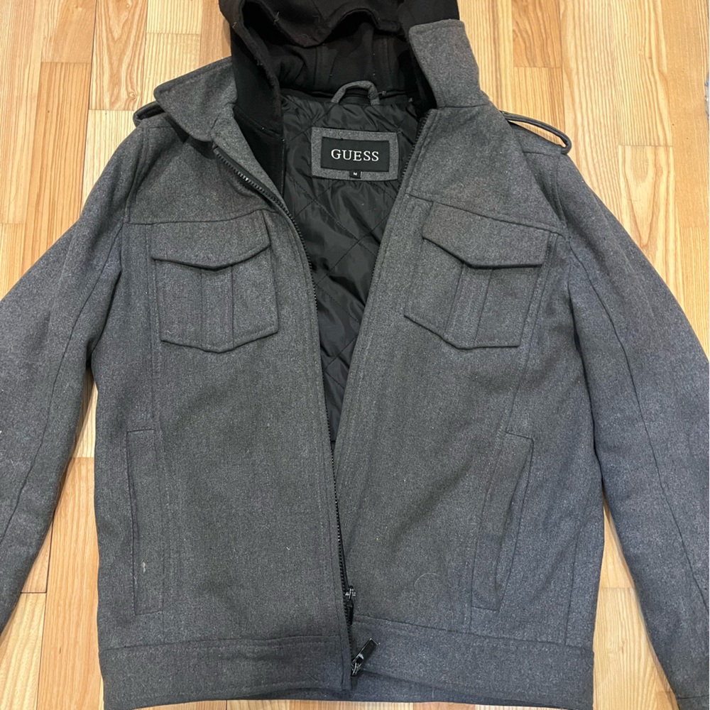 Guess Charcoal Gray Outerwear Jacket